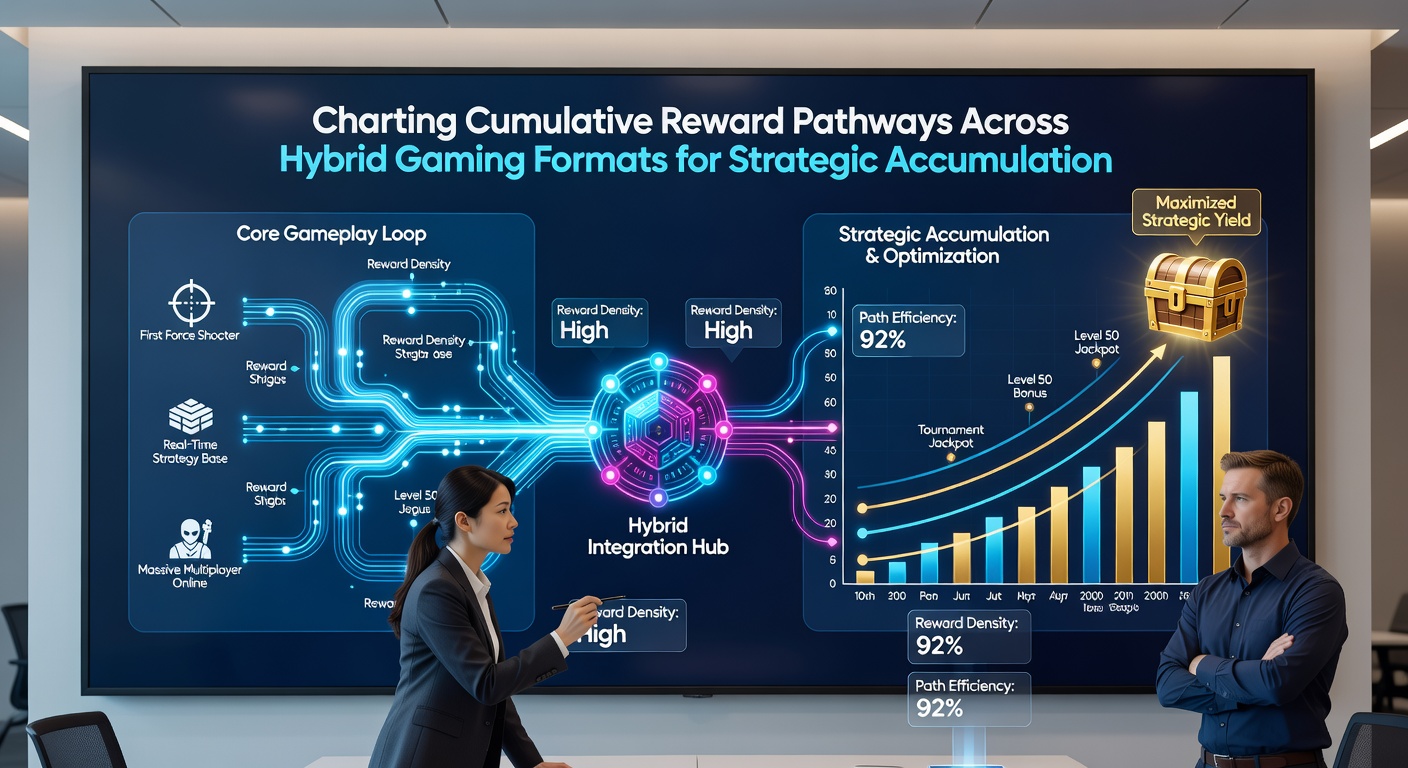 Detailansicht von Belohnungsdiagrammen mit hybriden Gaming-Pfaden und Akkumulationskurven